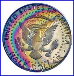 1967-P Kennedy Half Dollar SMS PCGS MS67CAM Ultra Vivid Double Rainbow Toned