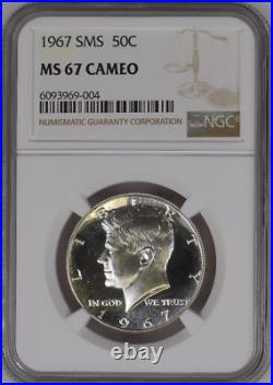 1967 SMS 50C Kennedy Half Dollar NGC Rare Superb MS 67 Cameo Low-Pop High Grade