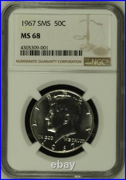 1967 SMS 50C Kennedy Half Dollar NGC Ultra Superb BU MS 68 Rare R3 High Grades