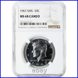 1967 SMS 50c Kennedy Silver Half Dollar NGC MS68 Cameo
