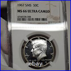 1967 SMS MS66 Ultra Cameo Kennedy Half Dollar 50c, NGC Graded SP66 DCAM