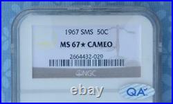 1967 SMS NGC MS67 Star Cameo Kennedy Half Dollar with QA Sticker, MS 67 Star Cam