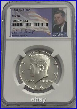 1967 Sms Ngc Ms68 Silver Kennedy Half Dollar Special Mint Set 50c Portrait Label