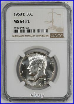 1968 D Kennedy Half Dollar 50c Ngc Ms 64 Pl Mint State Unc Proof-like (040)