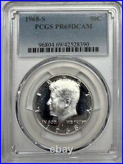 1968 S Kennedy Half Dollar PCGS PR69 DCAM Silver Registry Coin Deep Cameo