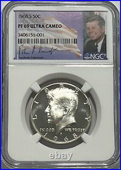 1968 S Ngc Pf69 Ultra Cameo Silver Proof Kennedy Half Dollar White Coin Jfk 50c