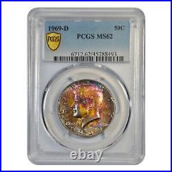 1969-D Kennedy Half Dollar PCGS MS62 Lovely Pink and Turquoise Toning