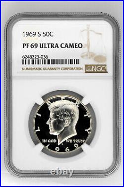 1969 S 50c Proof Kennedy Half Dollar NGC PF 69 Ultra Cameo