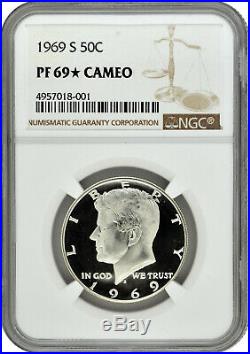 1969 S 50c Silver Proof Kennedy Half Dollar NGC PF 69 Star Cameo