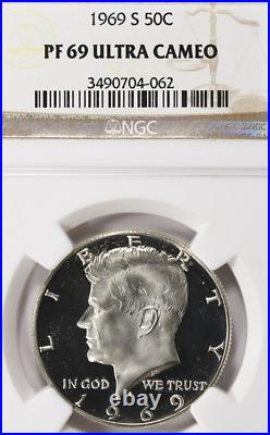 1969-S S50C Silver Kennedy Half Dollar NGC Proof PF 69 UCAM Rare R2 High Grades