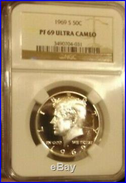 1969-s Ngc Pf69 Ultra Cameo Silver Kennedy Half Dollar. 50c Bright Ultra Cameo