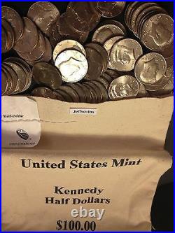 1971 2019 PD Kennedy Half Dollar 100 Coin Lot 2x Silver 90% 40% +U. S. Mint Bag