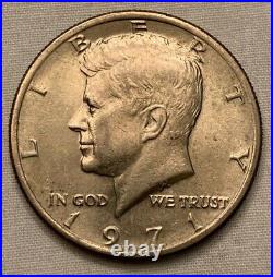 1971 John F KENNEDY HALF DOLLAR Coin No Mint Mark Rare and Very Good Condition