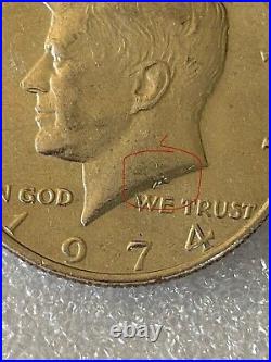 1974 Kennedy Half Dollar Coin/NO MINT DDO (error coin)