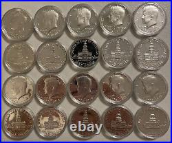1976 -S Kennedy Half dollar Proof Bic 40% Silver Roll 20 In Original Capsules