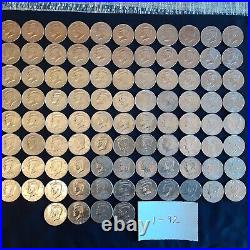 1990's Circulated Kennedy Half Dollars Lot of 186 Coins $93 Face Value! L163
