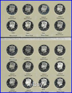 1992-2000-2009-2011 Silver Proof Kennedy Half Dollars-DCAM Collection-20 Pc Set