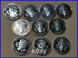 1992-2019 S Silver Kennedy Half Dollar Proof (10) Assorted Coins Toned Or Spots