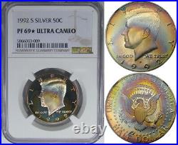 1992-s 50c Ngc Pf69ucam (ngc Star) Silver Kennedy Monster Rainbows