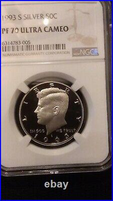 1993-s Silver Kennedy Half Ngc Pf70 Ultra Cameo (ucam) Rare Perfect Proof