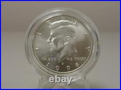 1998 BU Kennedy Collector Set 90% silver dollar & matte half box & COA 69736-002