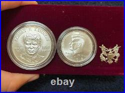 1998 Kennedy Collector's set Robert Silver Dollar & JFK Half Dollar Matte Coin