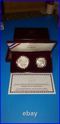 1998 S 2 Coin Set Modern Commemorative Robert F. Kennedy w JFK Box and COA OGP