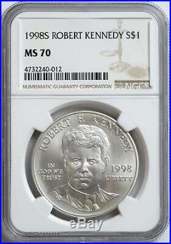 1998 S Kennedy 2 Coin Set NGC JFK SP70 RFK MS70 John Kennedy Matte Silver