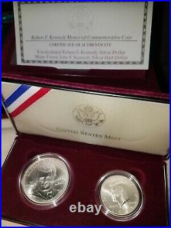 1998-S Kennedy Collector's Set- UNC Silver Dollar & Matte Silver Half With Box+COA