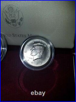 1998-S Kennedy Collector's Set- UNC Silver Dollar & Matte Silver Half With Box+COA