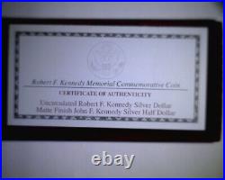 1998 S Kennedy Silver dollar and matte half dollar