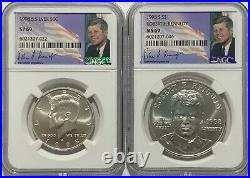 1998 S Ngc Ms69 Sp69 Silver John F Kennedy Jfk 2 Coin Signature Set Matte Finish