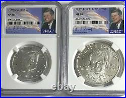 1998 S Ngc Ms70 Sp70 Silver John F Kennedy Jfk 2 Coin Signature Set Matte Finish