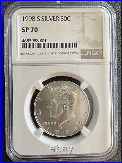 1998-S Silver Kennedy Half Dollar Matte SP70 NGC