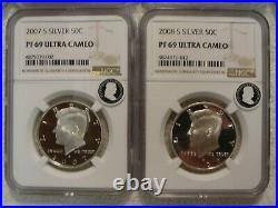 1999-2008 Silver Proof Kennedy Half Dollar 10 Coin Set NGC PF69 ULTRA CAMEO