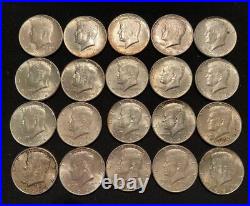 1 Roll (20) 90% Silver 1964 Kennedy Half Dollars (#12)