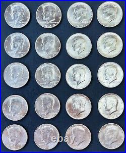1 Roll 40% SILVER Kennedy Half Dollars 20 Choice BU Coins