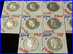 2000-S Through 2009-S GEM SILVER PROOF Kennedy Half Dollars - 10 Coins