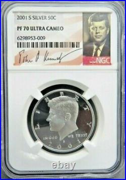 2001 S Silver Kennedy Ngc Pf 70 Ucam Low Mintage Low Pop Signature Label