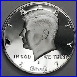 2007-S Silver Proof Kennedy Half Dollar, Lamination Clip Planchet Error 2395