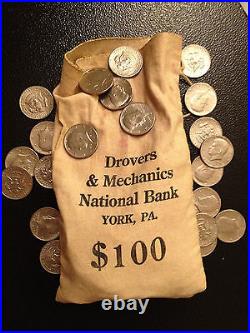 200 Coin Lot 2x Silver 90% 40% 1971 PD Kennedy Half dollar Vintage Bank Bag York