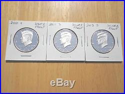 2010 2011 S 2012 S 2013 S 2014 S 2015 S Silver Proof Kennedy Half 6 Coin Lot Set