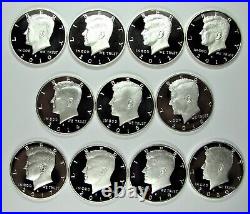 2010 to 2020 SILVER PROOF CAMEO KENNEDY HALF DOLLAR RUN 11 COINS