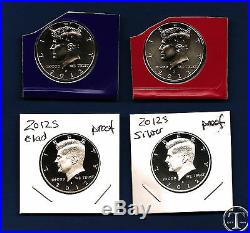 2012 P D S S BU and Clad and Silver Proof Kennedy Half Dollar Set 4 Coins