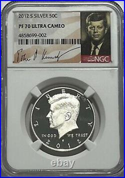 2012 S Proof Silver Kennedy Half Dollar Ngc Pf70 Ultra Cameo 50c Flag Label