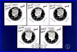 2012 S through 2016 S SILVER PROOF Kennedy Half Dollar Set-5 Gem Proof Coins