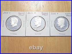 2013 S 2014 S 2015 S Silver Proof Kennedy Half Dollar 3 Coin Lot Set