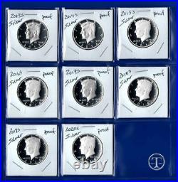 2013 S 2020 S SILVER Proof Kennedy Half Dollar Set Eight Coins
