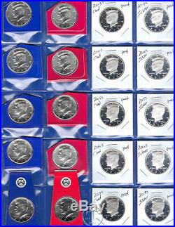 2013 through 2017 PDSS BU, Clad AND Silver Proof Kennedy Half Dollars-20 Coins