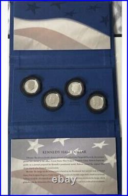 2014 50th Anniversary Silver Kennedy Half Dollar 4 Coin Set with OGP Box & COA